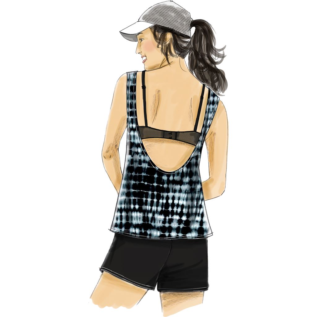 McCall's Pattern M7610 Misses Pullover Tops with Back Variations and Pull On Shorts and Pants with Elastic Waist 7610 Image 6 From Patternsandplains.com.jpg