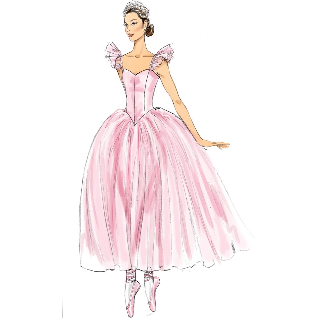 McCall's Pattern M7615 Misses Ballet Costumes with Fitted Boned Bodice and Skirt and Sleeve Variations 7615 Image 4 From Patternsandplains.com.jpg