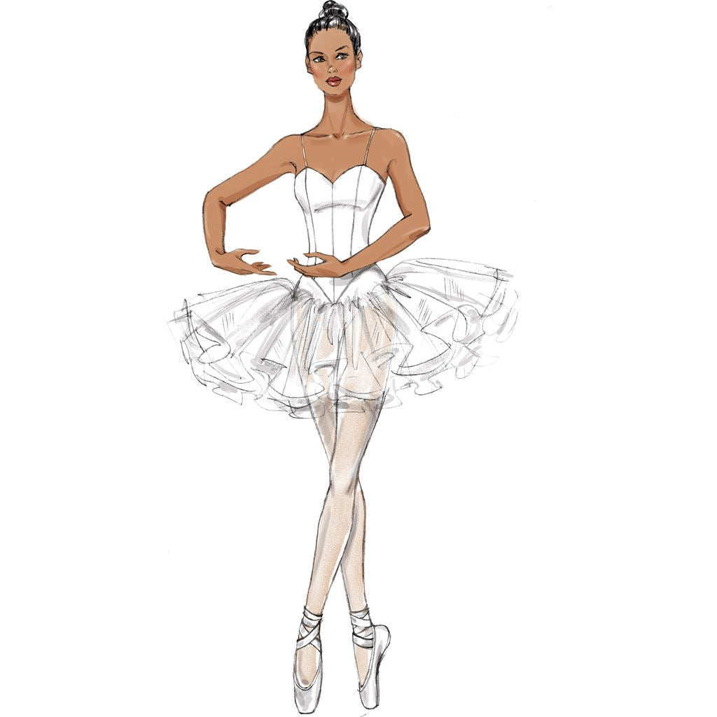 McCall's Pattern M7615 Misses Ballet Costumes with Fitted Boned Bodice and Skirt and Sleeve Variations 7615 Image 5 From Patternsandplains.com.jpg