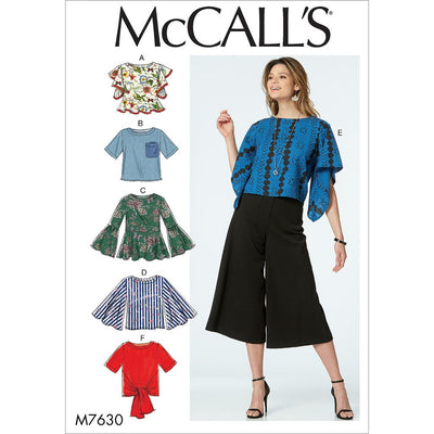 McCall's Pattern M7630 Misses Tops with Sleeve and Hem Variations 7630 Image 1 From Patternsandplains.com