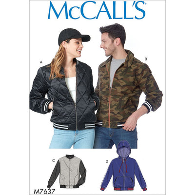 McCall's Pattern M7637 Misses and Mens Bomber Jackets 7637 Image 1 From Patternsandplains.com
