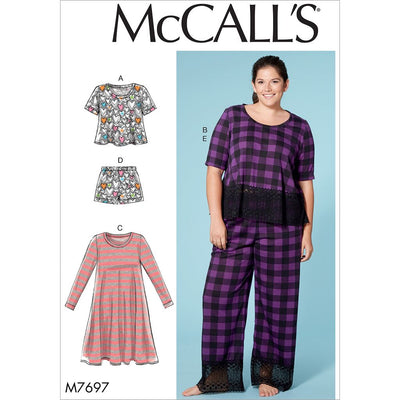 McCall's Pattern M7697 Misses Womens Lounge Tops Dress Shorts and Pants 7697 Image 1 From Patternsandplains.com