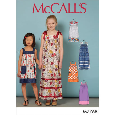 McCall's Pattern M7768 Childrens Girls Dresses 7768 Image 1 From Patternsandplains.com