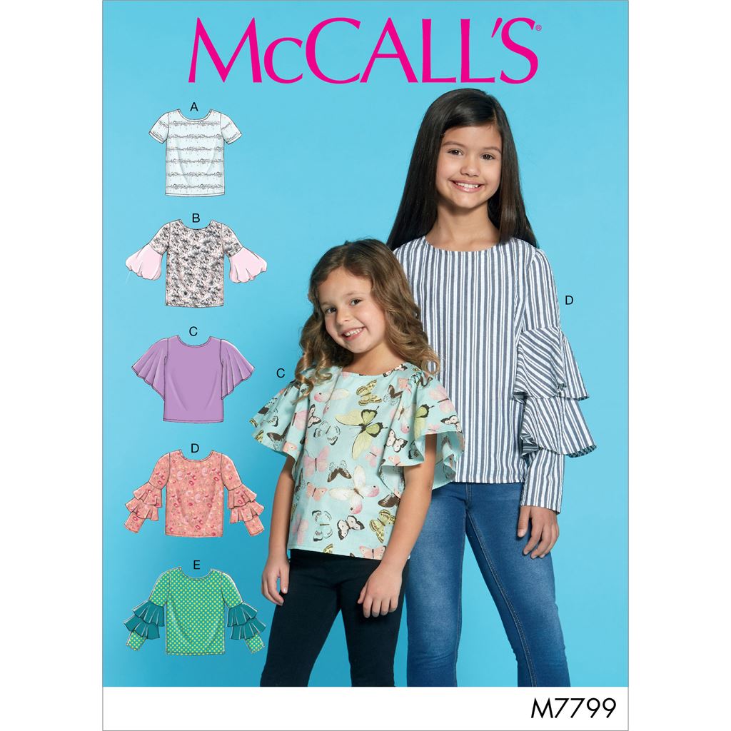 McCall's Pattern M7799 Childrens Girls Tops 7799 Image 1 From Patternsandplains.com
