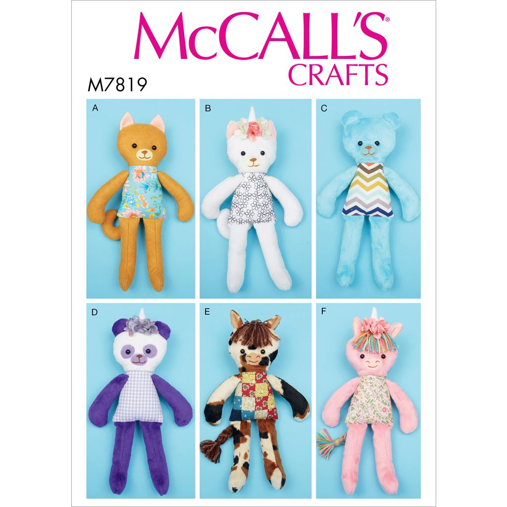 McCall's Pattern M7819 Soft Toy Animals 7819 Image 1 From Patternsandplains.com