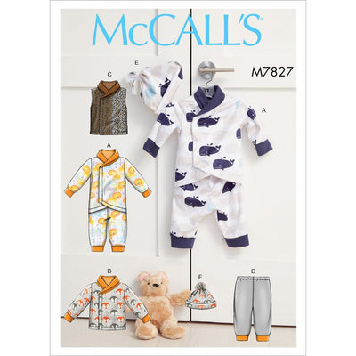 McCall's Pattern M7827 Infants Bunting Jacket Vest Pants and Hat 7827 Image 1 From Patternsandplains.com