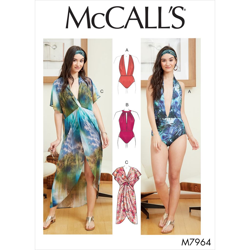 McCall's Pattern M7964 Misses Swimsuit and Cover Up 7964 Image 1 From Patternsandplains.com
