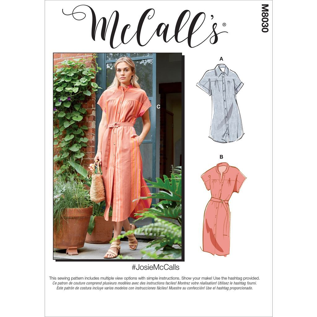 McCall's Pattern M8030 #JosieMcCalls Misses Dresses and Belt 8030 Image 1 From Patternsandplains.com