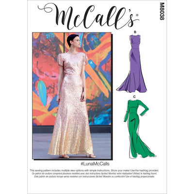 McCall's Pattern M8038 #LunaMcCalls Misses and Womens Special Occasion Dresses 8038 Image 1 From Patternsandplains.com