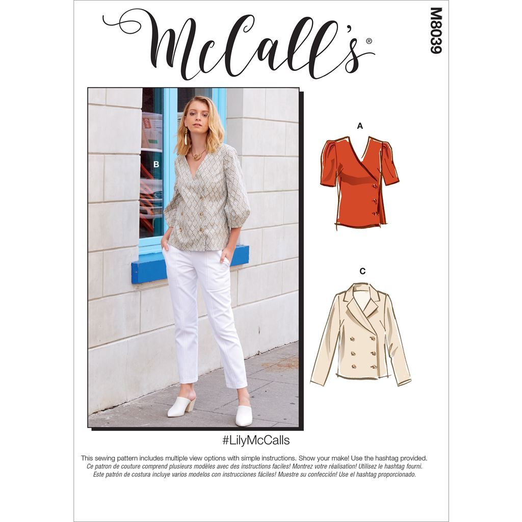 McCall's Pattern M8039 #LilyMcCalls Misses Tops 8039 Image 1 From Patternsandplains.com