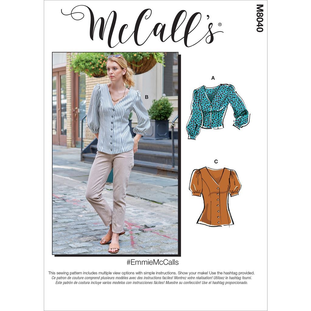McCall's Pattern M8040 #EmmieMcCalls Misses Tops 8040 Image 1 From Patternsandplains.com