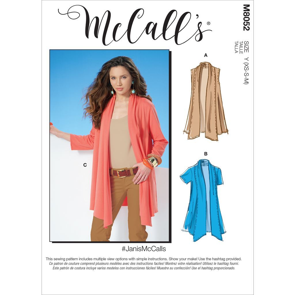 McCall's Pattern M8052 #JanisMcCalls Misses Shawl Collar Cardigans 8052 Image 1 From Patternsandplains.com
