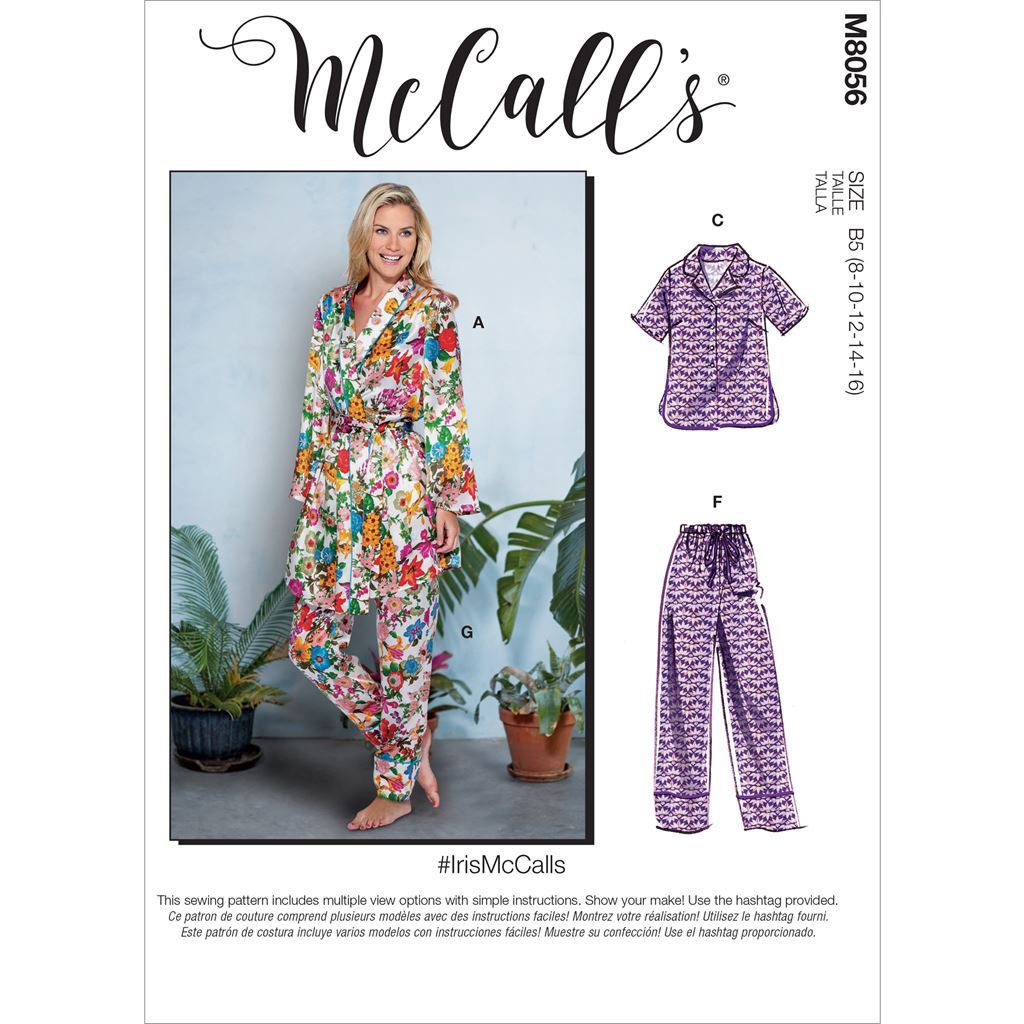 McCall's Pattern M8056 #IrisMcCalls Misses Robe Belt Tops Shorts and Pants 8056 Image 1 From Patternsandplains.com