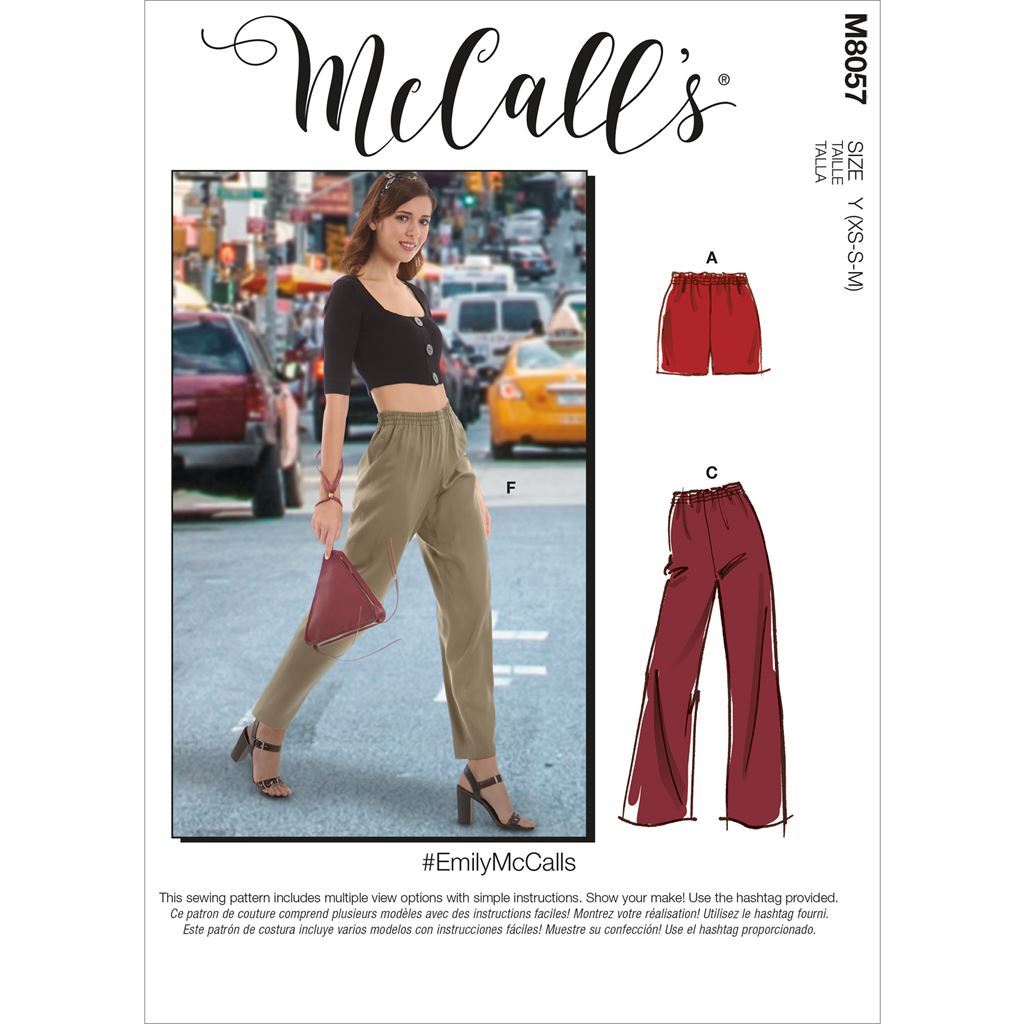 McCall's Pattern M8057 #EmilyMcCalls Misses Elastic Waist Shorts and Pants 8057 Image 1 From Patternsandplains.com