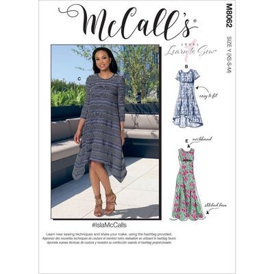 McCall's Pattern M8062 #IslaMcCalls Misses Straight Handkerchief or High Low Hem Dresses 8062 Image 1 From Patternsandplains.com