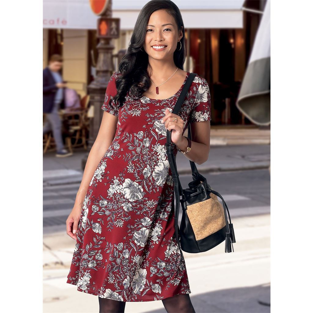 McCall's Pattern M8064 #NoraMcCalls Misses Knit Dresses with V Crew or Scoop Necklines 8064 Image 2 From Patternsandplains.com