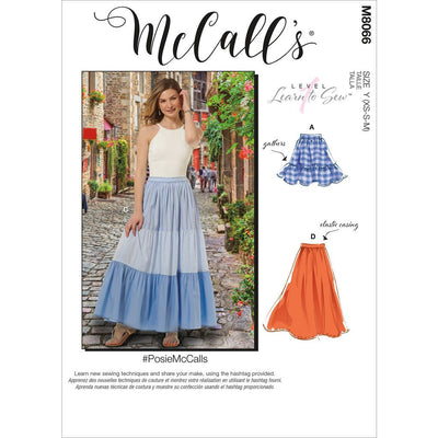 McCall's Pattern M8066 #PosieMcCalls Misses Pull On Gathered Skirts with Tier and Length Variations 8066 Image 1 From Patternsandplains.com