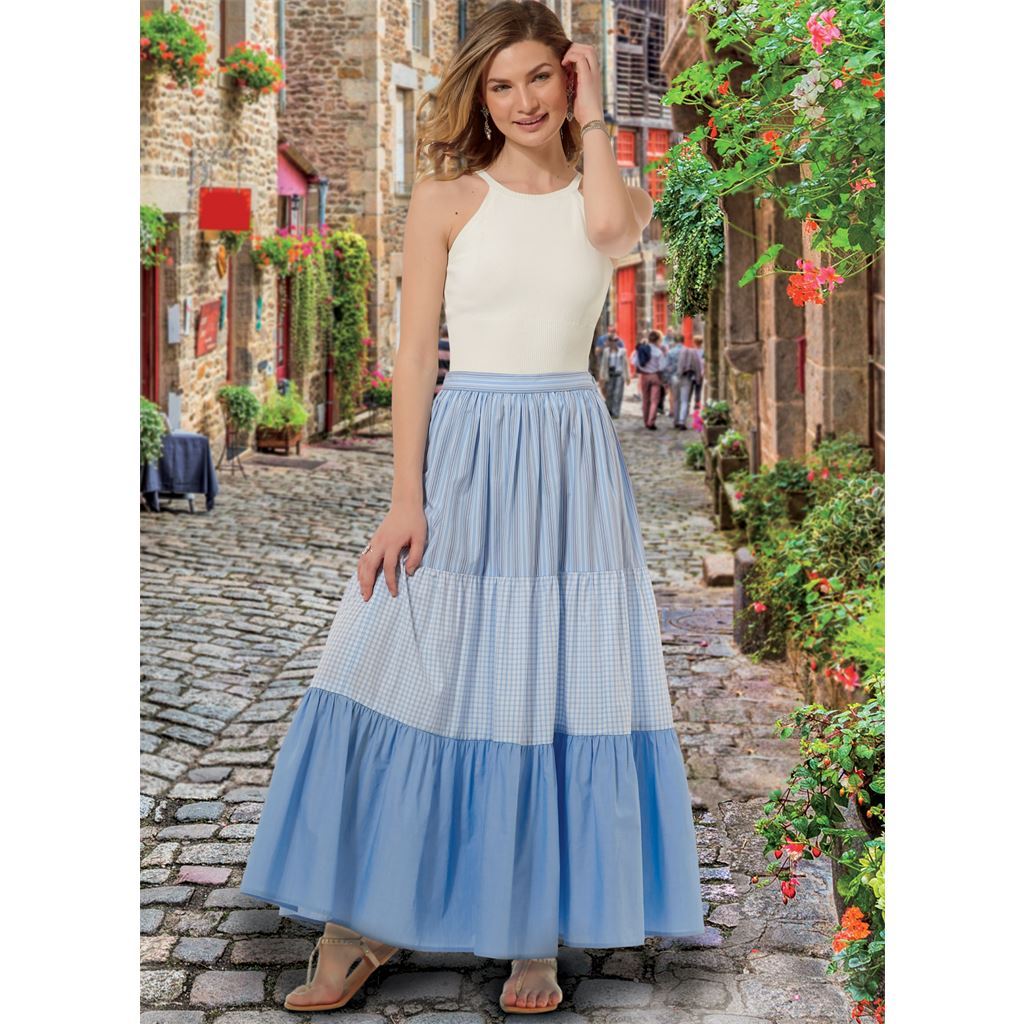 McCall's Pattern M8066 #PosieMcCalls Misses Pull On Gathered Skirts with Tier and Length Variations 8066 Image 2 From Patternsandplains.com