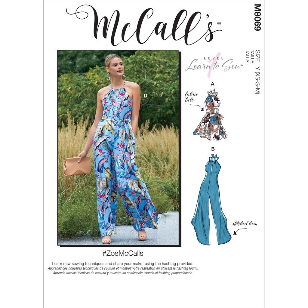McCall's Pattern M8069 #ZoeMcCalls Misses Romper Jumpsuits and Belt 8069 Image 1 From Patternsandplains.com