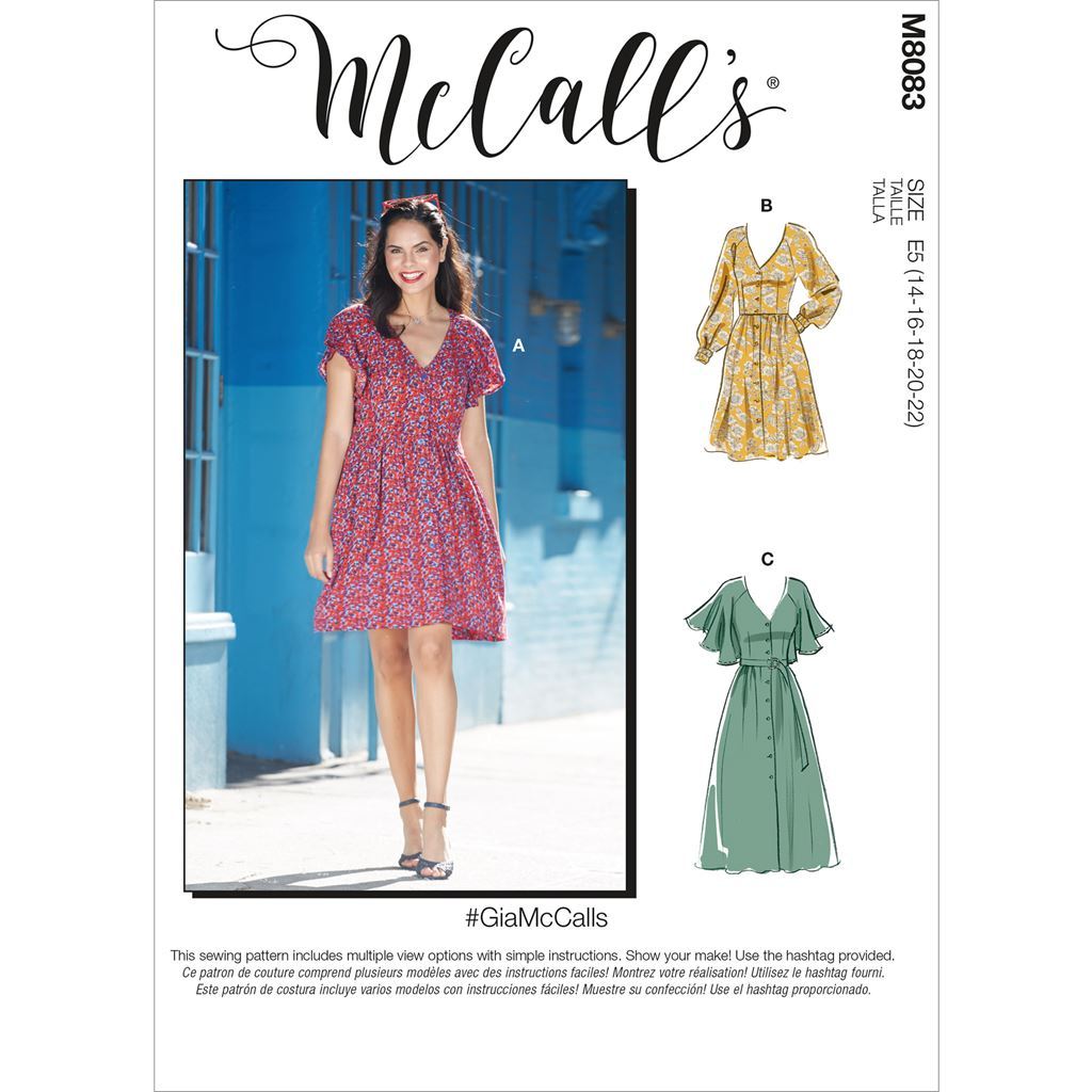 McCall's Pattern M8083 #GiaMcCalls Misses Dresses and Belt 8083 Image 1 From Patternsandplains.com
