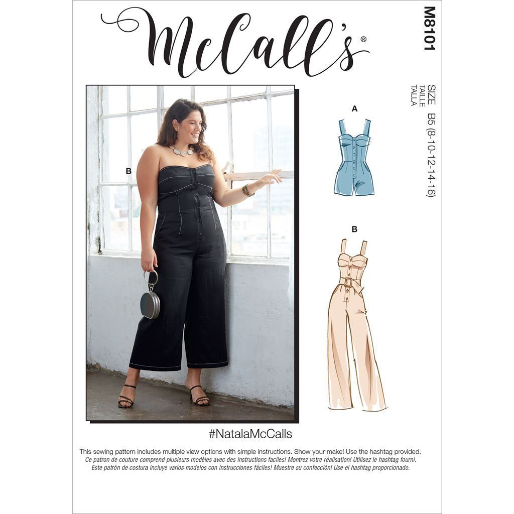 McCall's Pattern M8101 #NatalaMcCalls Misses and Womens Romper Jumpsuit and Belt 8101 Image 1 From Patternsandplains.com