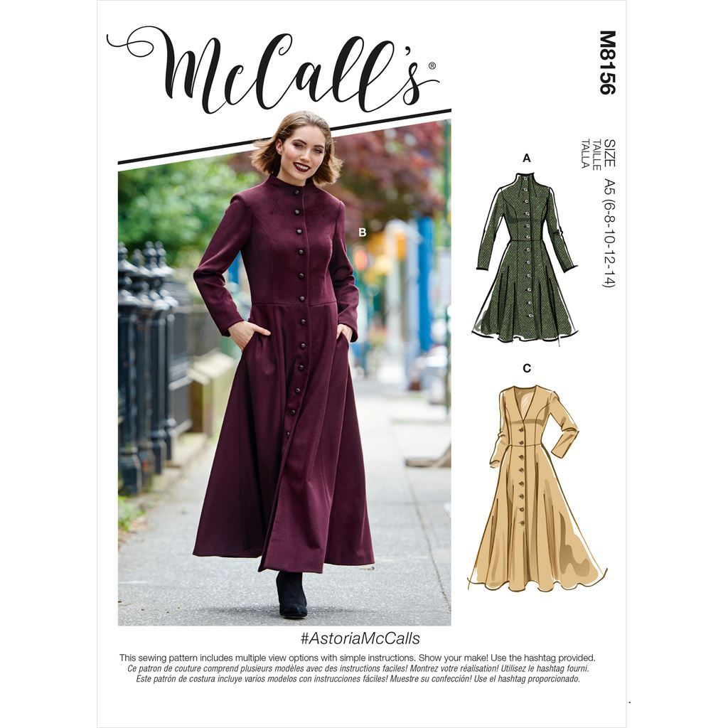 McCall's Pattern M8156 #AstoriaMcCalls Misses Coats 8156 Image 1 From Patternsandplains.com
