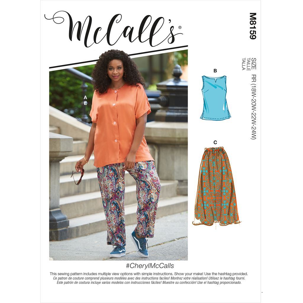 McCall's Pattern M8159 #CherylMcCalls Womens Side Slit Shirt Top Skirt and Pants 8159 Image 1 From Patternsandplains.com