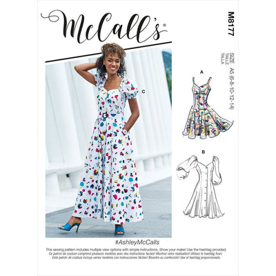 McCall's Pattern M8177 #AshleyMcCalls Misses Dresses and Belt 8177 Image 1 From Patternsandplains.com