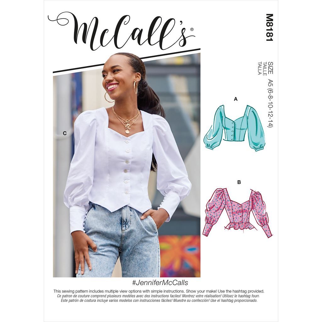 McCall's Pattern M8181 #JenniferMcCalls Misses Tops 8181 Image 1 From Patternsandplains.com