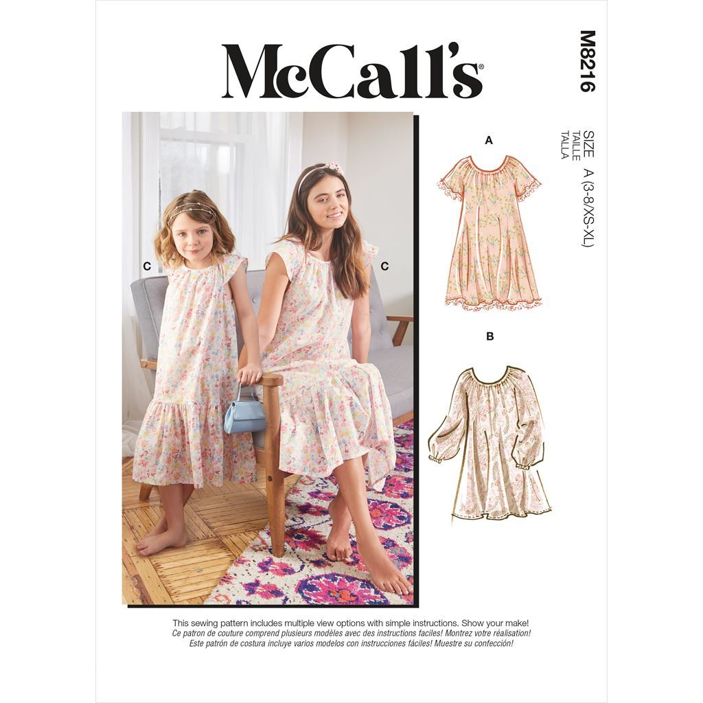 McCall's Pattern M8216 Misses and Childrens Dresses 8216 Image 1 From Patternsandplains.com