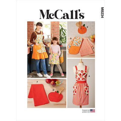 McCall's Pattern M8234 Childrens and Misses Aprons Potholders and Tea Towel 8234 Image 1 From Patternsandplains.com