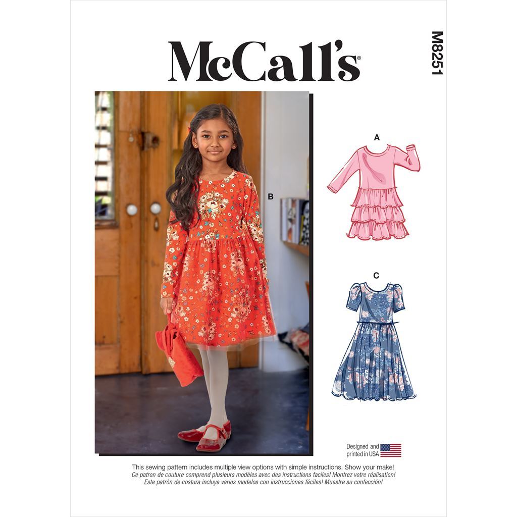 McCall's Pattern M8251 Childrens and Girls Dresses 8251 Image 1 From Patternsandplains.com