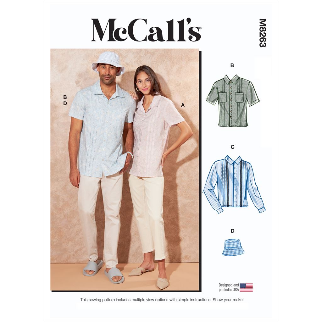 McCall's Pattern M8263 Unisex Shirts and Hat 8263 Image 1 From Patternsandplains.com