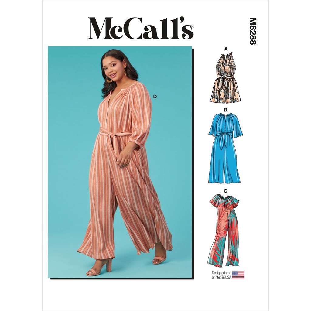 McCall's Pattern M8288 Misses and Womens Romper Jumpsuits and Sash 8288 Image 1 From Patternsandplains.com