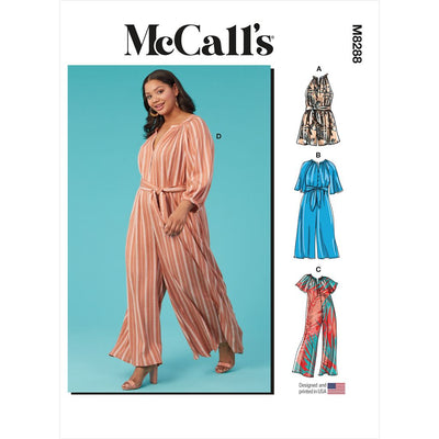 McCall's Pattern M8288 Misses and Womens Romper Jumpsuits and Sash 8288 Image 1 From Patternsandplains.com
