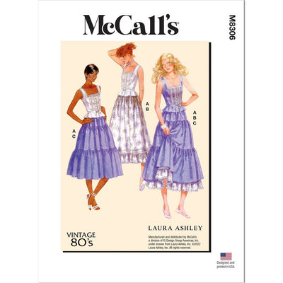 McCall's Pattern M8306 Misses Top and Skirts by Laura Ashley 8306 Image 1 From Patternsandplains.com