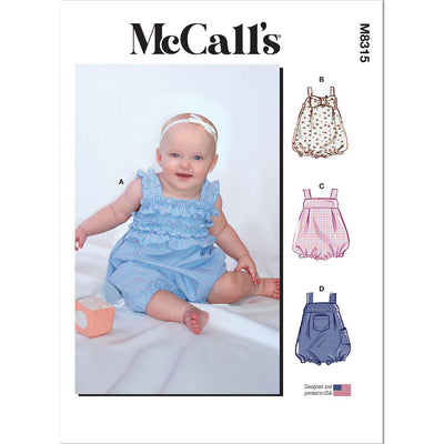 McCall's Pattern M8315 Infants Rompers 8315 Image 1 From Patternsandplains.com