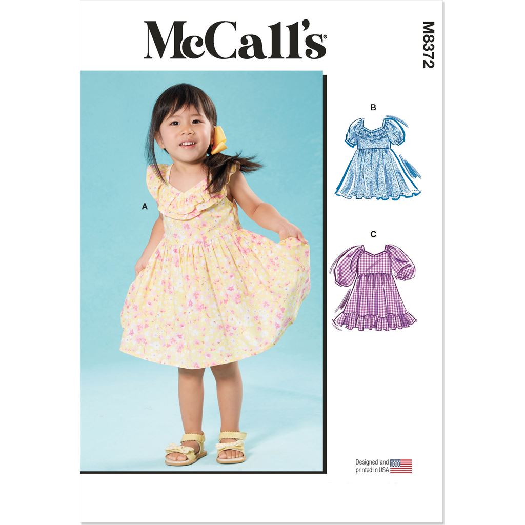 McCall's Pattern M8372 Toddlers Dresses 8372 Image 1 From Patternsandplains.com