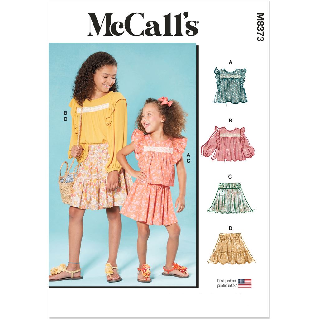 McCall's Pattern M8373 Childrens and Girls Top and Skirt 8373 Image 1 From Patternsandplains.com