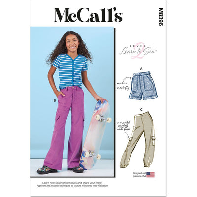 McCall's Pattern M8396 Girls Shorts and Cargo Pants 8396 Image 1 From Patternsandplains.com