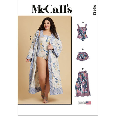 McCall's Pattern M8412 Womens Bodysuit Robe Shorts and Pants 8412 Image 1 From Patternsandplains.com