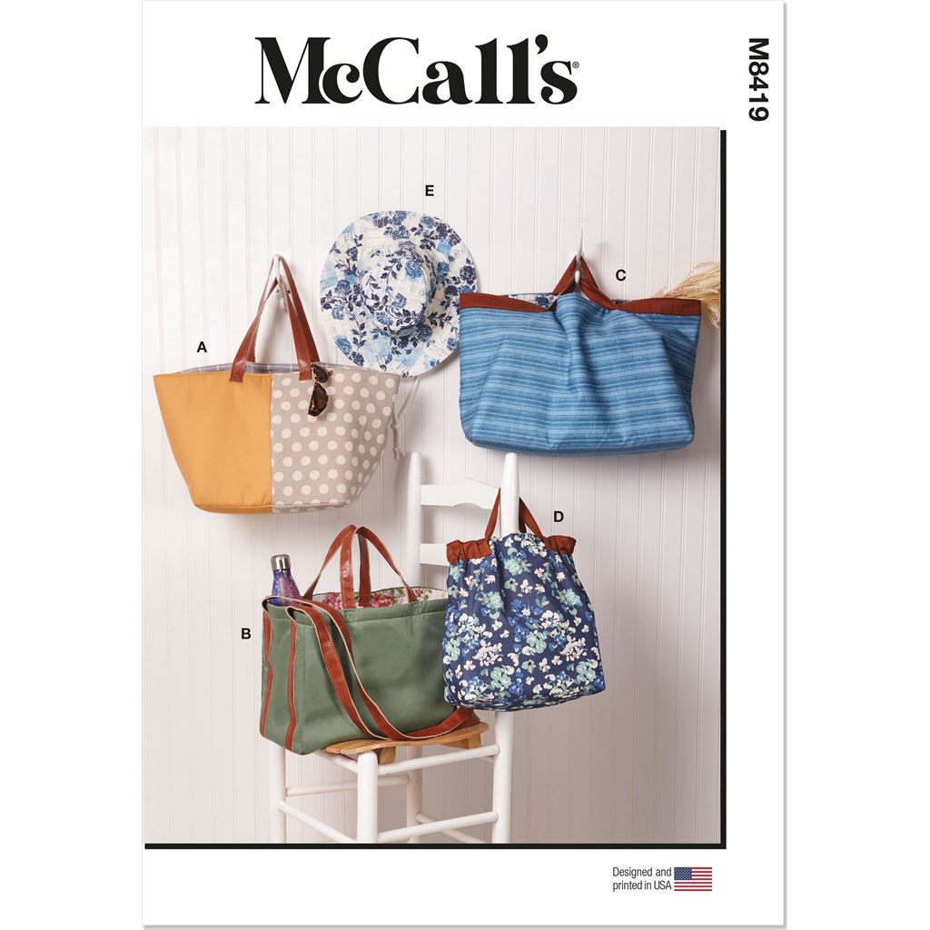 McCall's Pattern M8419 Tote Bags and Hat 8419 Image 1 From Patternsandplains.com