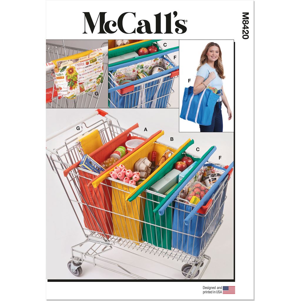 McCall's Pattern M8420 Shopping Cart Bags and Coupon Case 8420 Image 1 From Patternsandplains.com