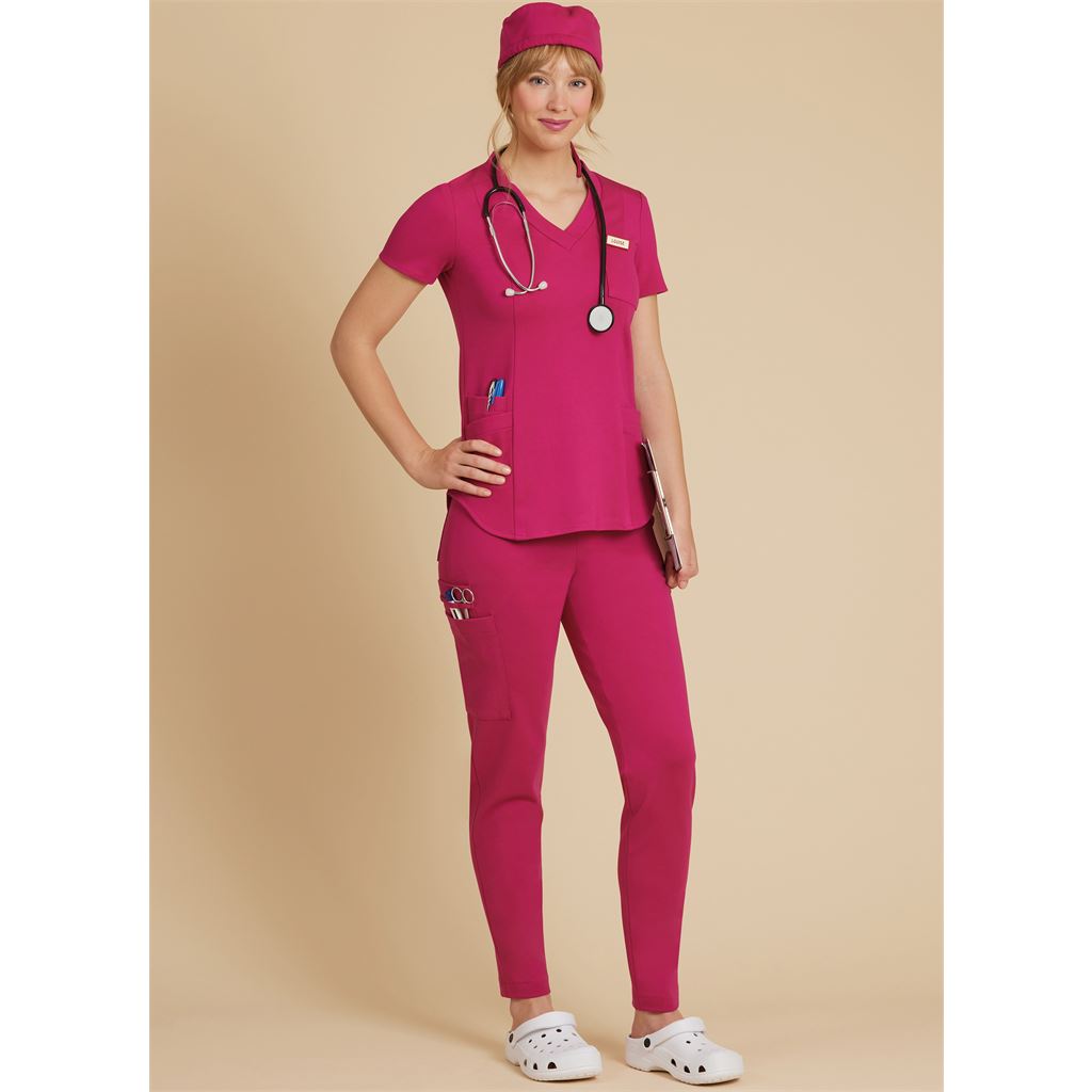 McCall's Pattern M8421 Misses Knit Scrub Tops Pants Jogger and Cap 8421 Image 6 From Patternsandplains.com