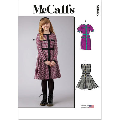 McCall's Pattern M8445 Girls Knit Dresses 8445 Image 1 From Patternsandplains.com