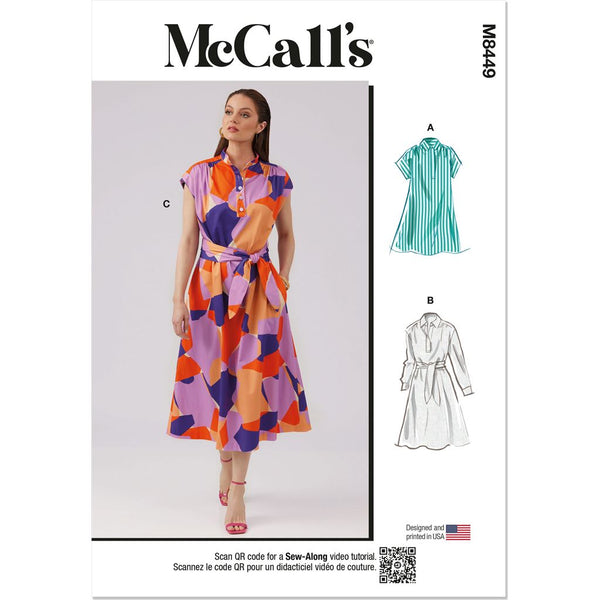 McCall's Pattern M8449 Misses' Dresses and Sash 8449 - Patterns and Plains