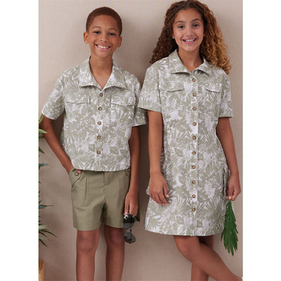 McCall's Pattern M8462 Girls and Boys Shirt Pants Shorts and Girls Dress 8462 Image 2 From Patternsandplains.com