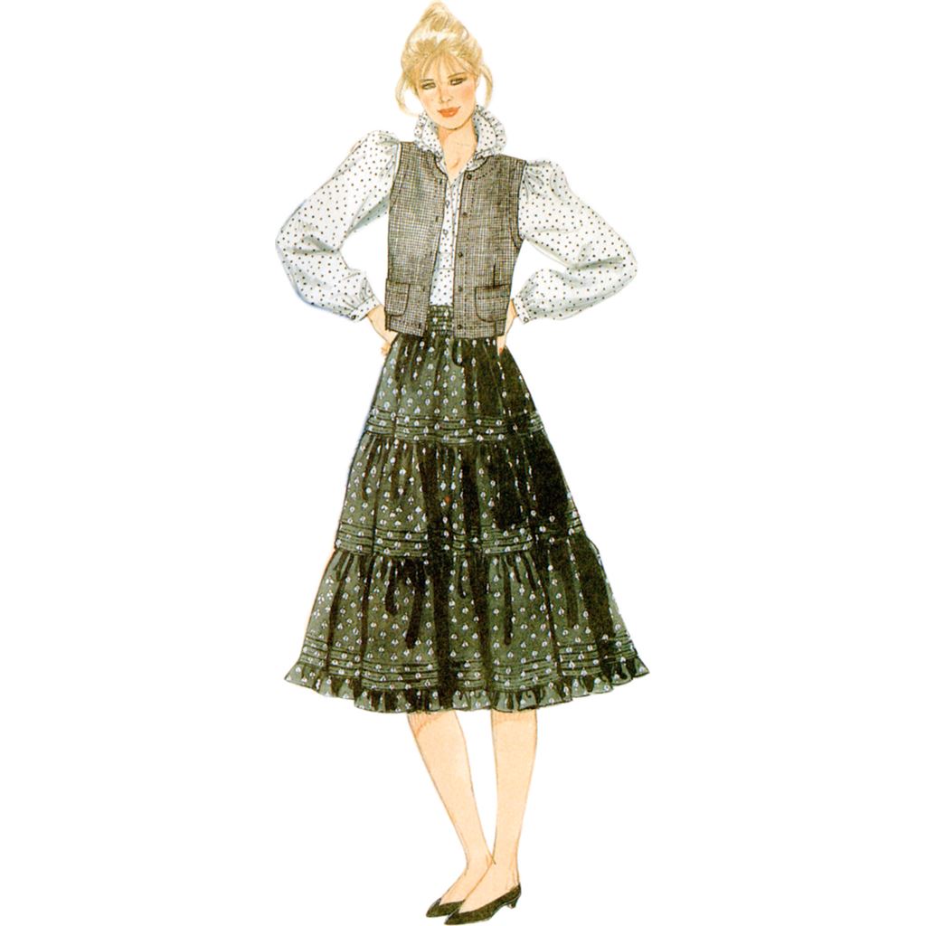 McCall's Pattern M8463 Misses Blouse Vest Skirt and Petticoat by Laura Ashley 8463 Image 4 From Patternsandplains.com