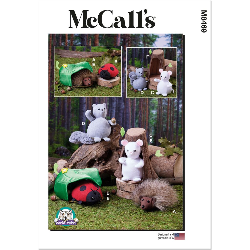 McCall's Pattern M8469 Plush Animals With Leaf and Tree Houses by Carla Reiss Design 8469 Image 1 From Patternsandplains.com