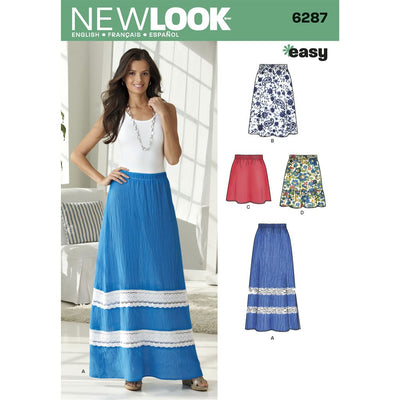 New Look Pattern 6287 Misses Pull on Skirt in Four Lengths Image 1 From Patternsandplains.com